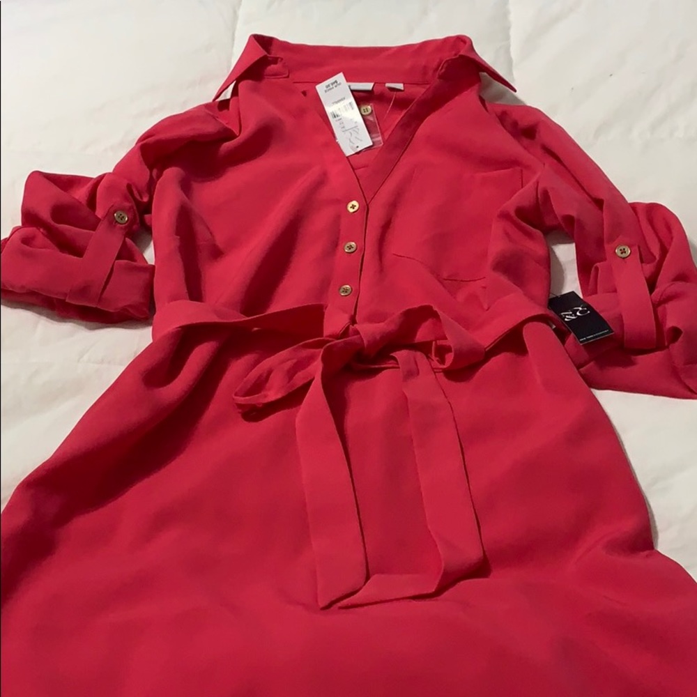 Button up Pink Shirt Dress